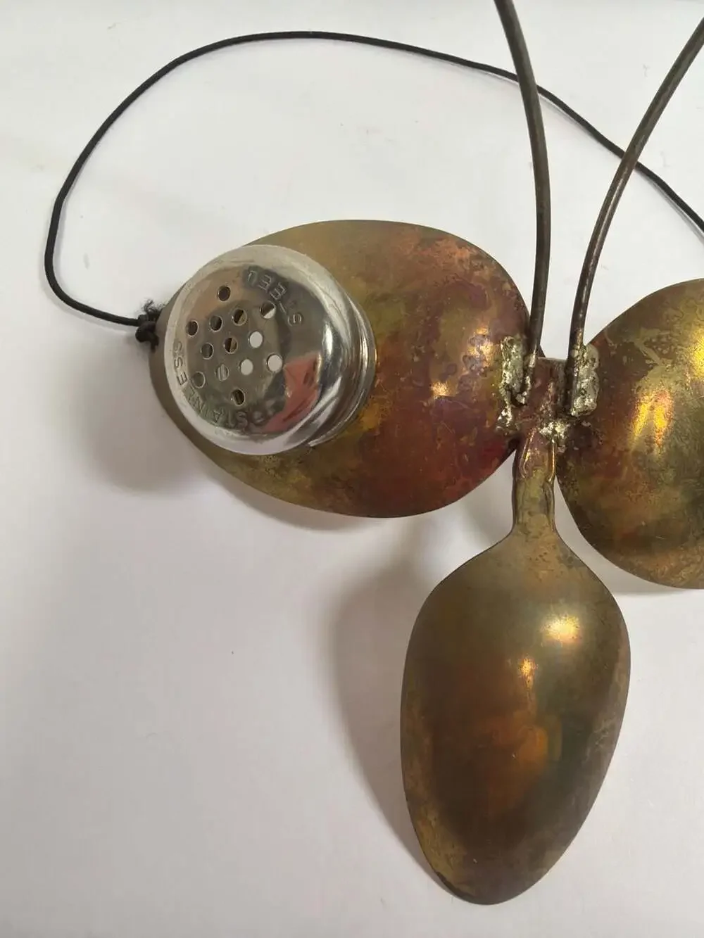 Vintage Brutalist Mixed Metal Butterfly Wall Art Sculpture Repurposed‎ Spoon and